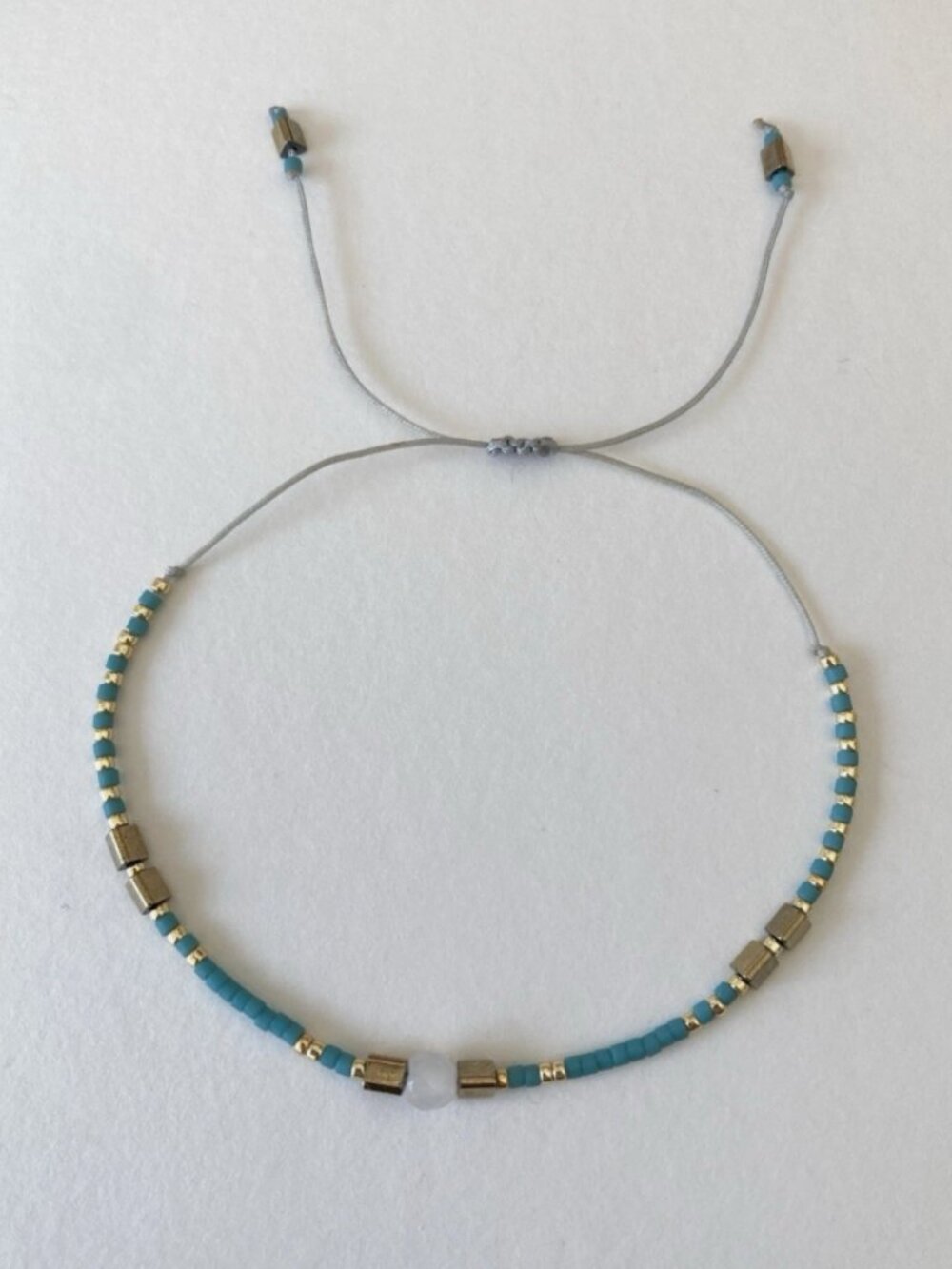 Beaded Turquoise And Moonstone Bracelet, Adjustable, New